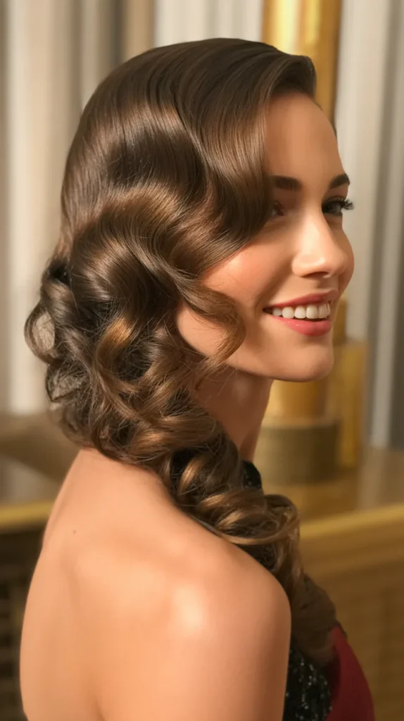 Elegant Side-Swept Curls