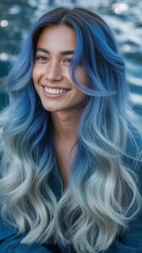 Frosted Blue with Silver Ends