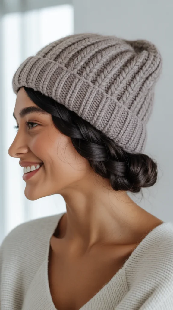  Beanie with Braided Bun