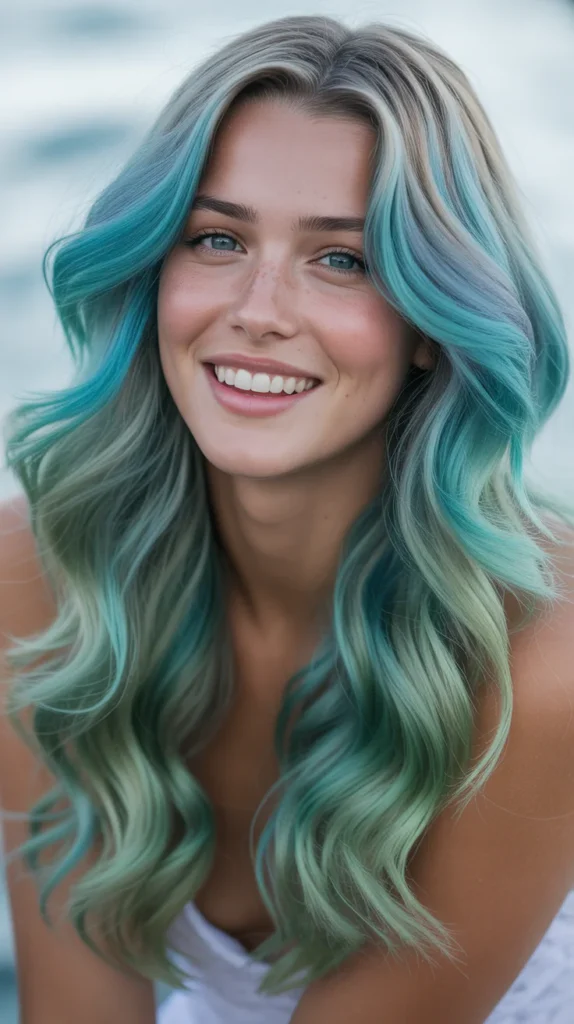  Aqua and Seafoam Green Mermaid Hair