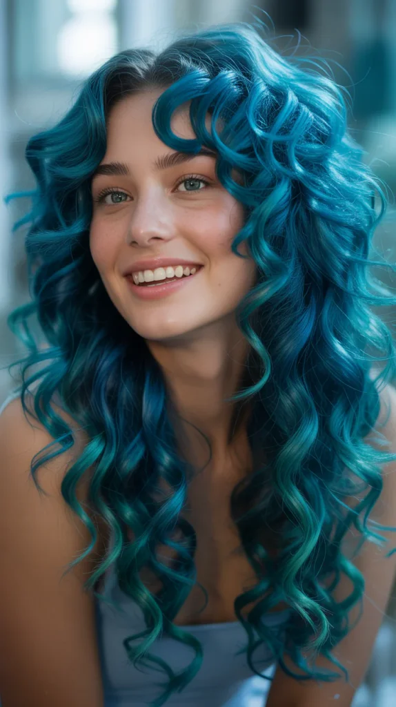  Vibrant Turquoise Curls