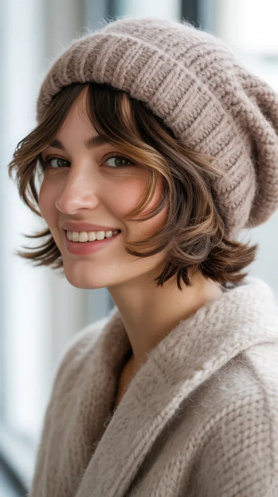 Shaggy Bob with a Slouchy Beanie