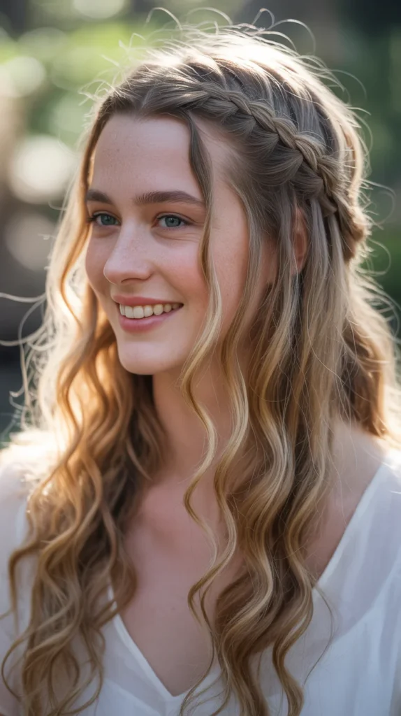 Fairy Elf Loose Waves with Braided Accents