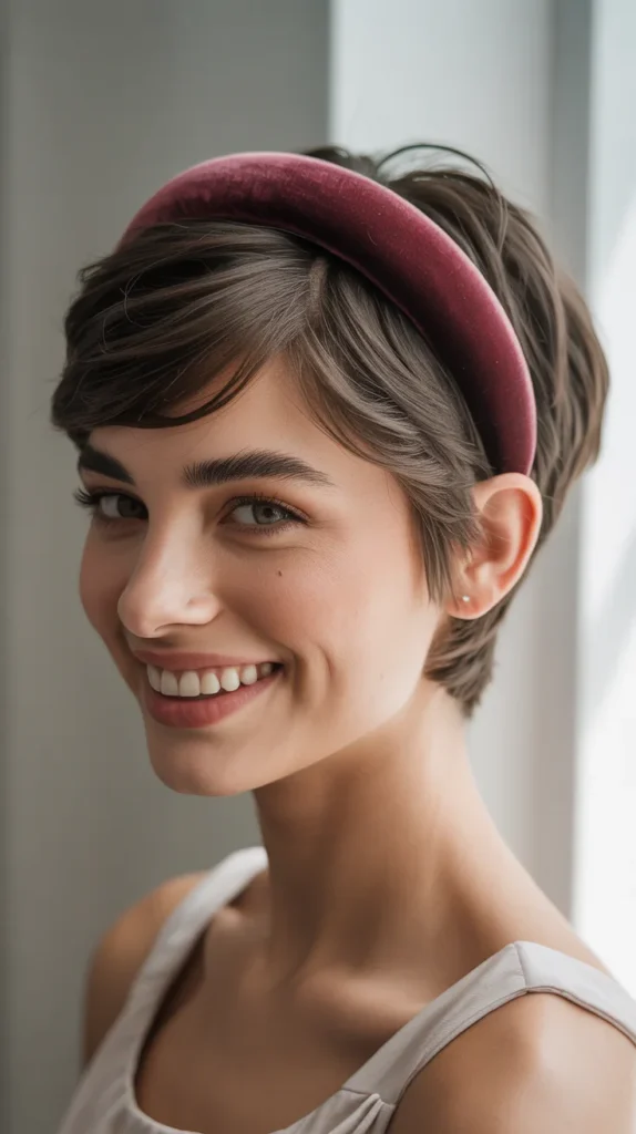 Thick Headband with a Pixie Cut