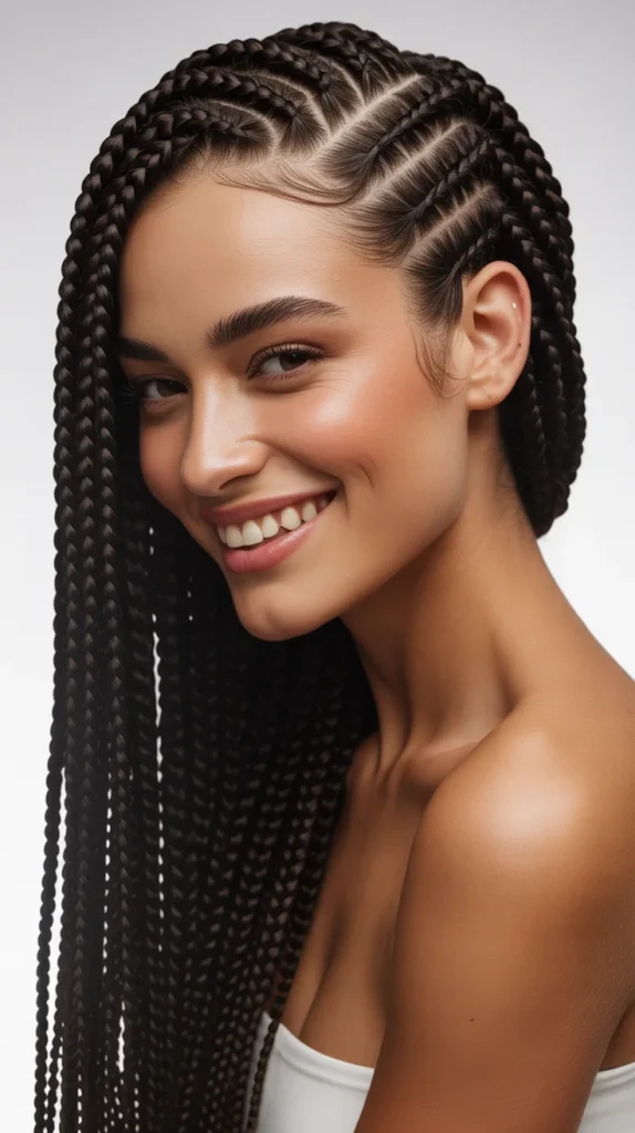 Long Braids with Side Part