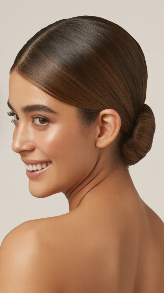 Sleek Low Bun with Middle Part
