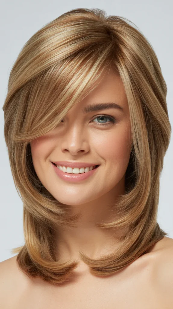 Side-Swept Bangs with Medium-Length Hair