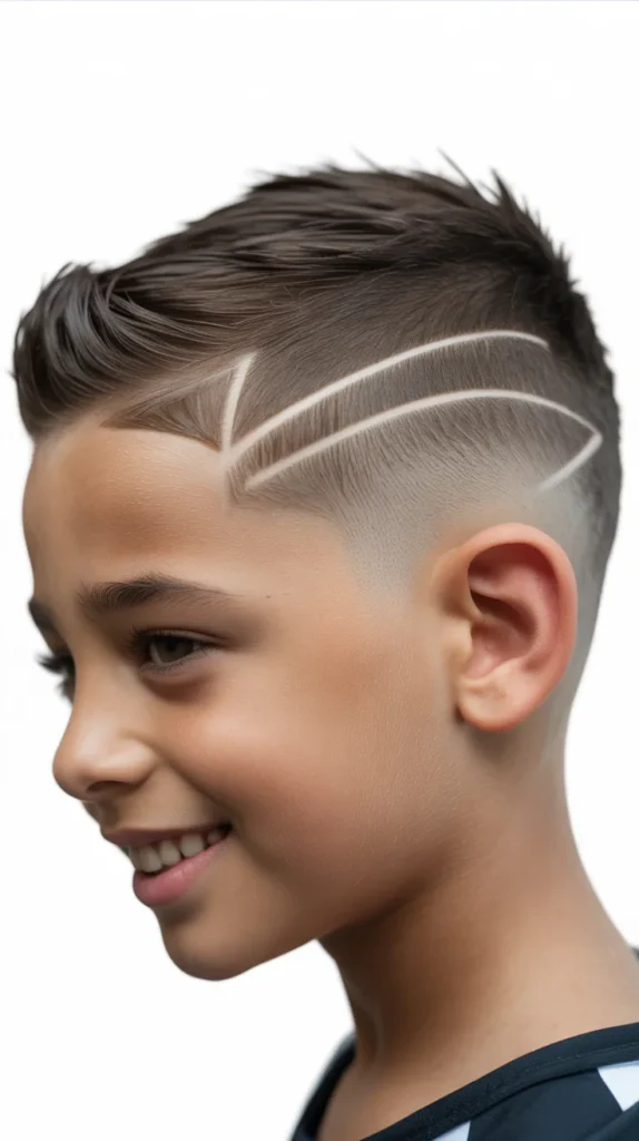 High Fade with Line Design