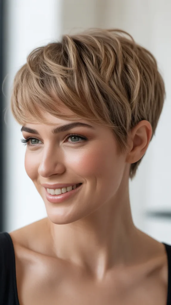 Layered Pixie with Side Part