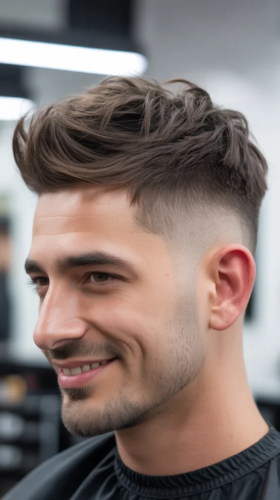 Textured Low Taper Fade with Messy Top