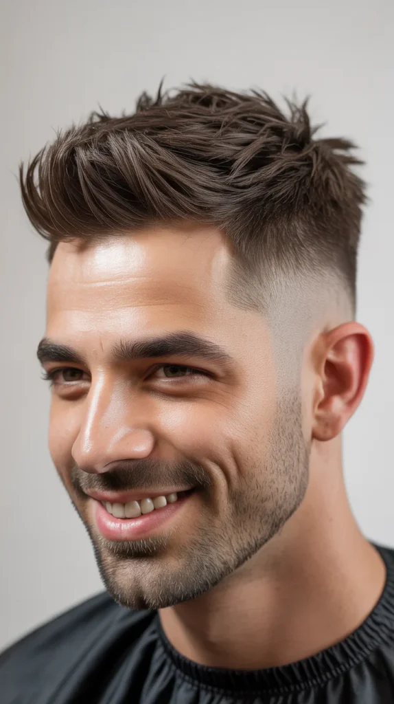 Low Taper Fade with Brush-Up Top