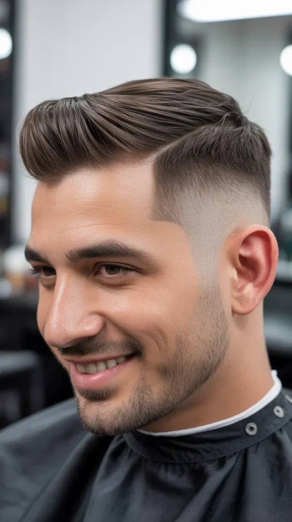 Low Taper Fade with Side Swept Top