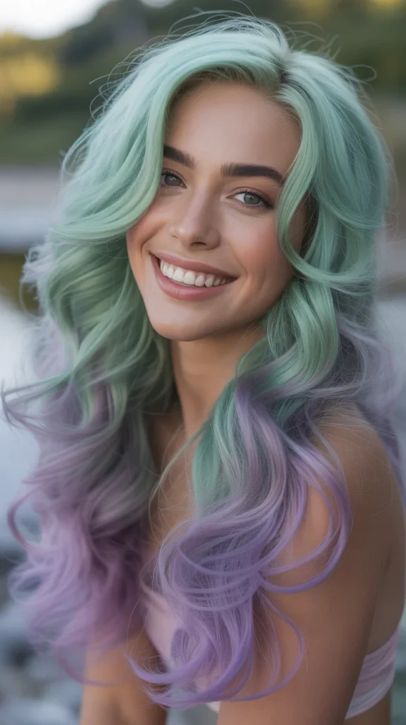 Seafoam Green and Lavender Waves