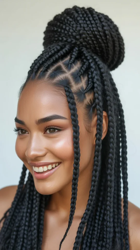 Crochet Braids with a High Bun