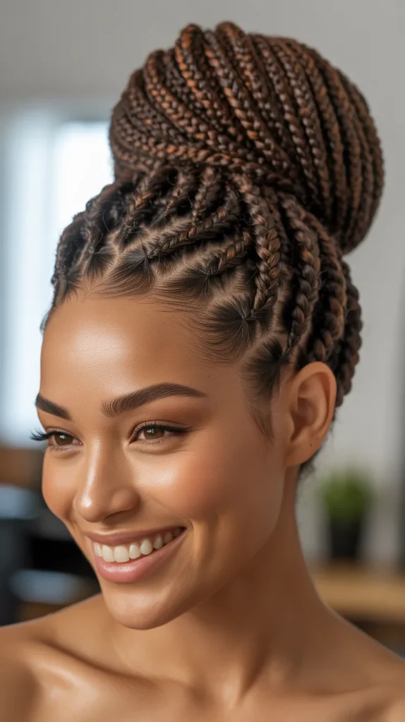 Crochet Braids with a Low Bun