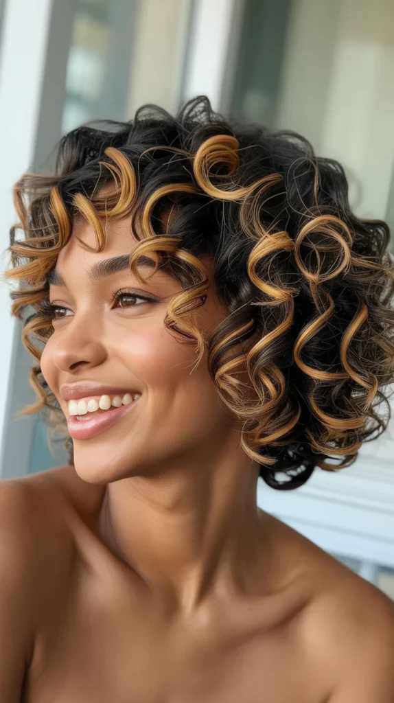 Curly Bob with Highlights