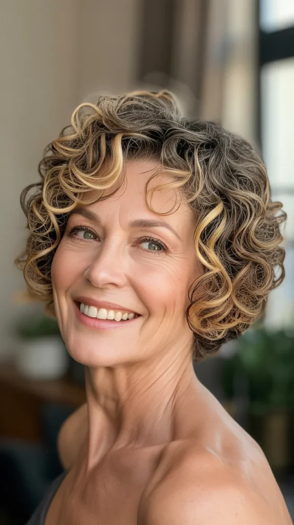 Curly Bob with Highlights