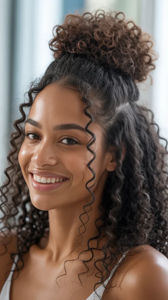 Half-Up Curly Bun