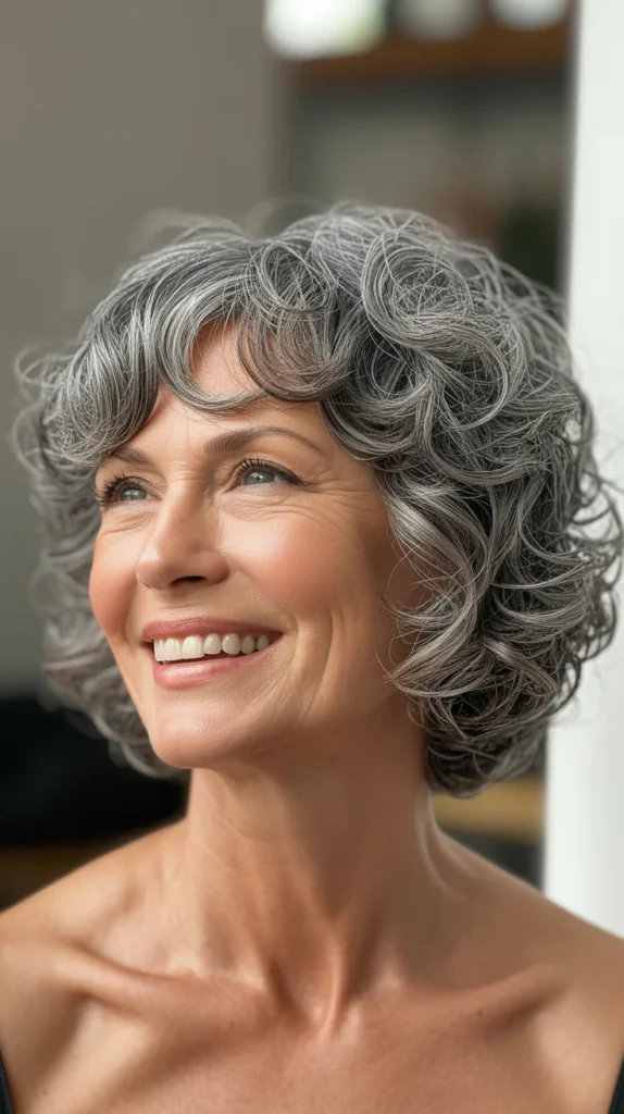 Curly Bangs with Textured Bob