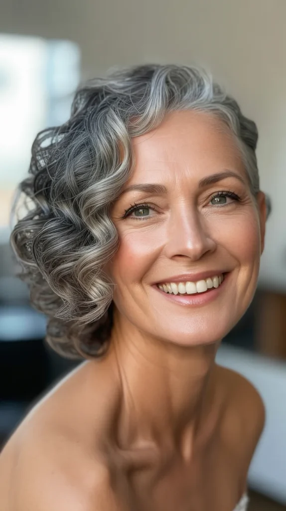 Curly Side-Swept Hairstyle