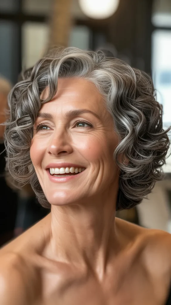 Curly Side-Parted Bob