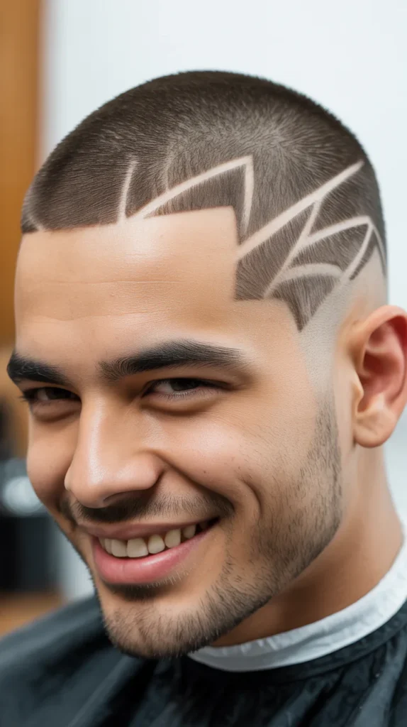 Buzz Cut with Line Design