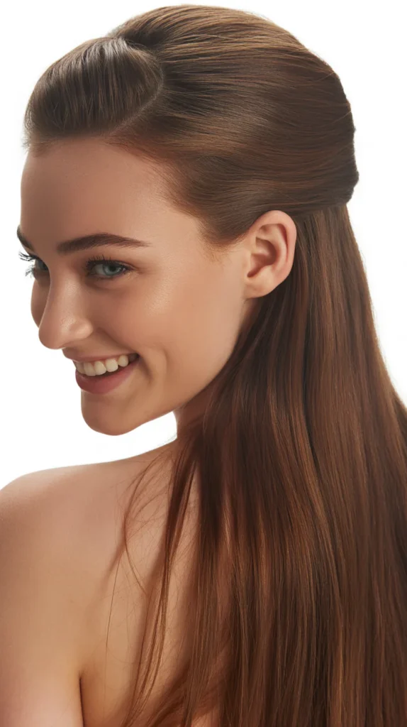 Sleek and Straight Half-Up Half-Down