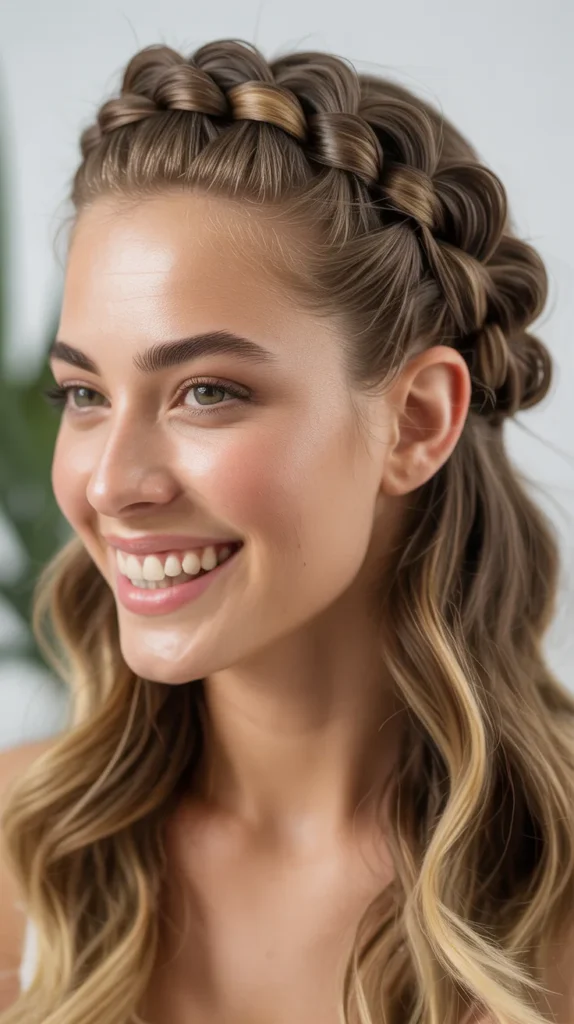  Half-Up Bubble French Braid