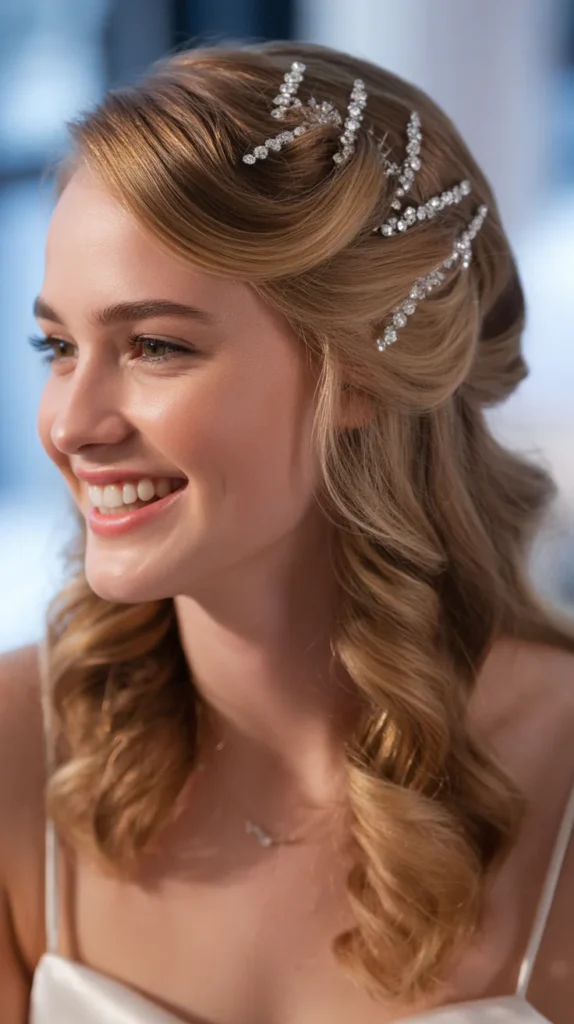 Elegant Half-Up with Sparkling Hairpins