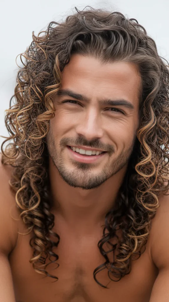 Long Curly Hair with Side Part