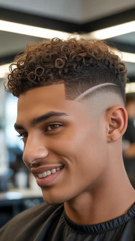 Curly Temple Fade
