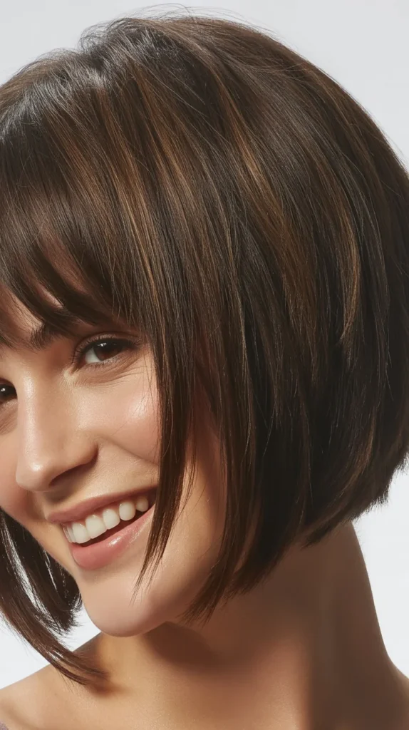 Textured Inverted Bob with Fringe