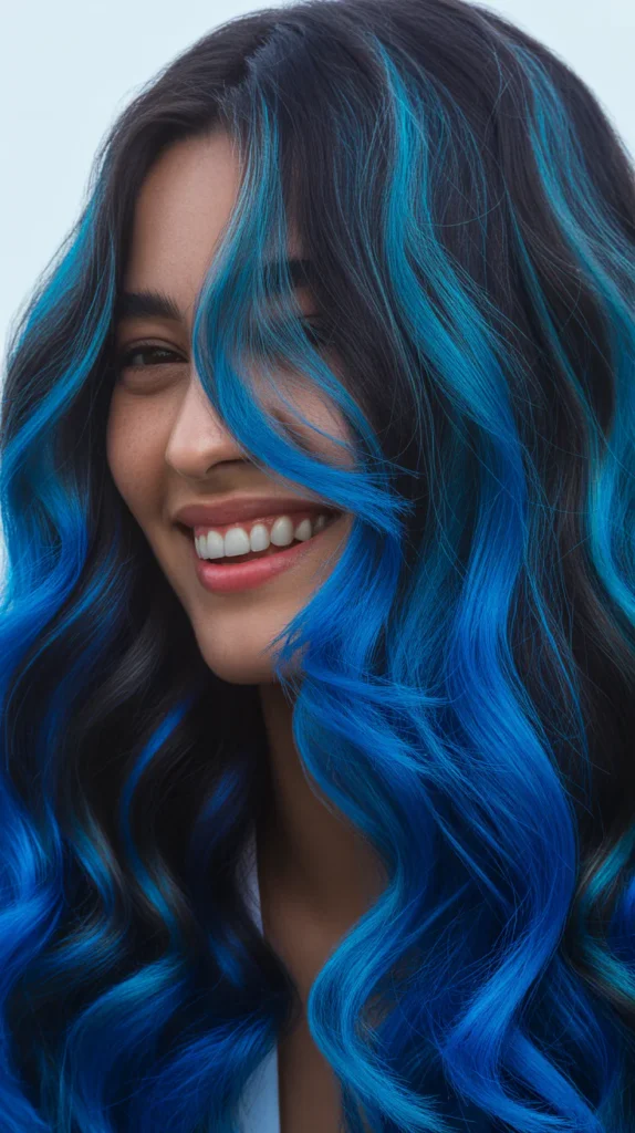 Black with Electric Blue Ends