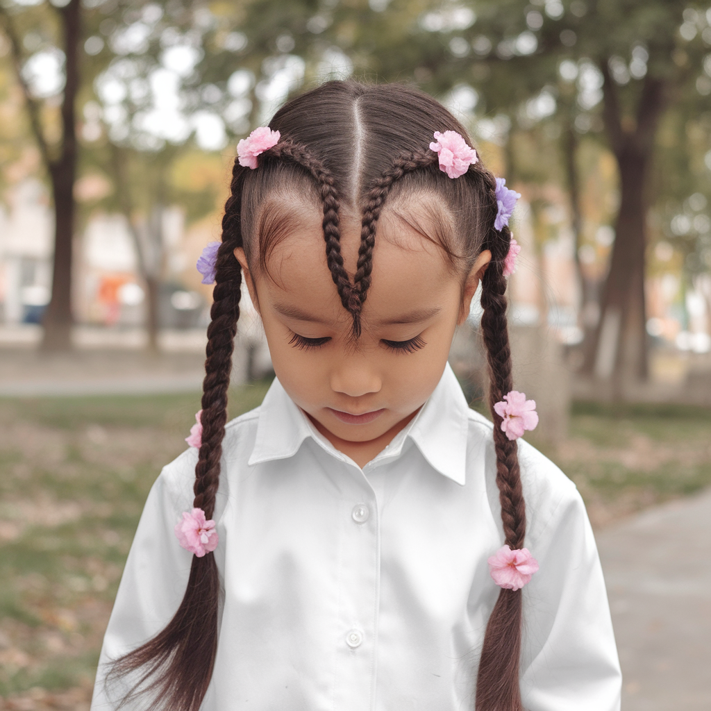 Easy Heart Braid with Flowers