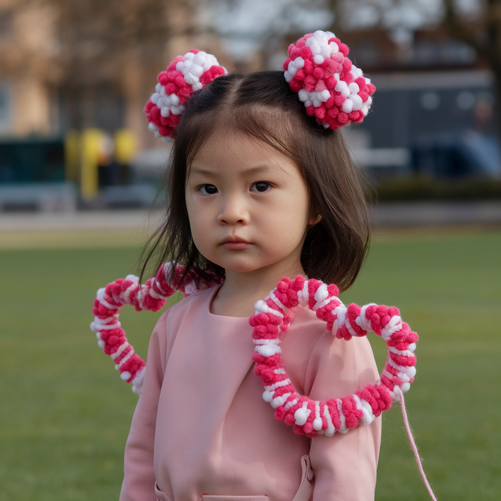 Heart-Inspired Pompom Buns