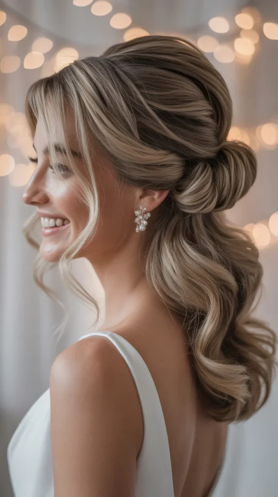 Elegant Chignon Half-Up, Half-Down Wedding Hairstyle