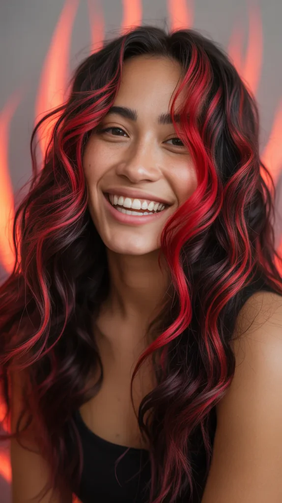 Bold Red Highlights: Fiery and Fabulous