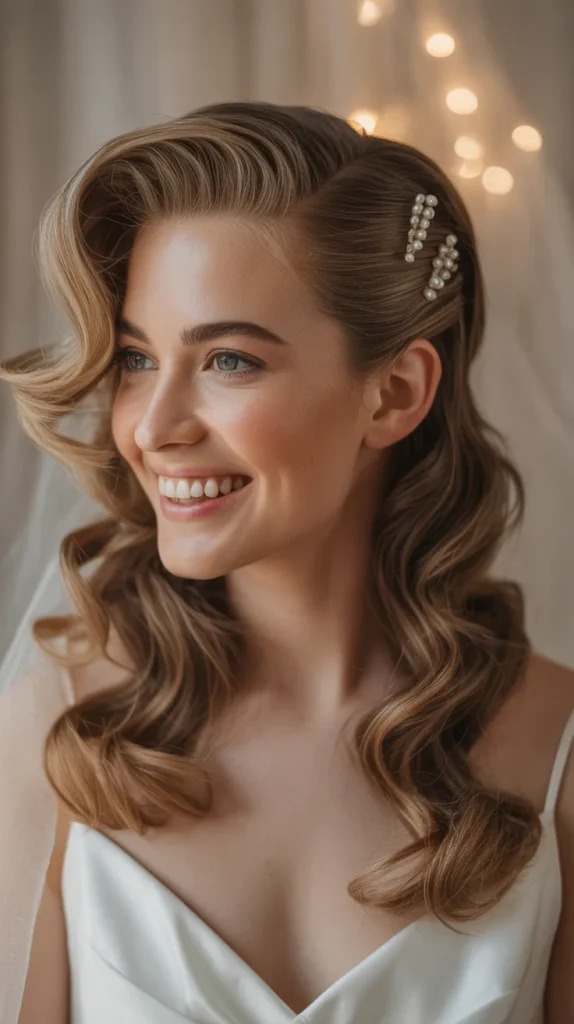 Vintage-Inspired Half-Up, Half-Down Wedding Hairstyle
