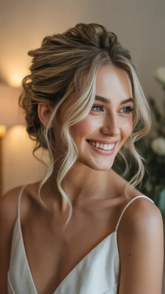 Messy Half-Up, Half-Down Wedding Hairstyle