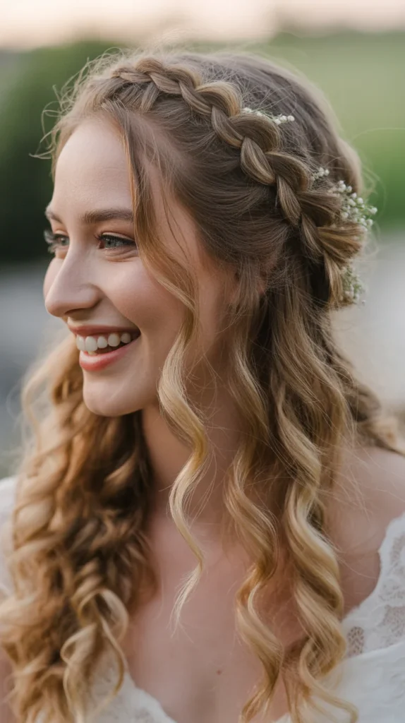 Boho Braided Half-Up, Half-Down Wedding Hairstyle