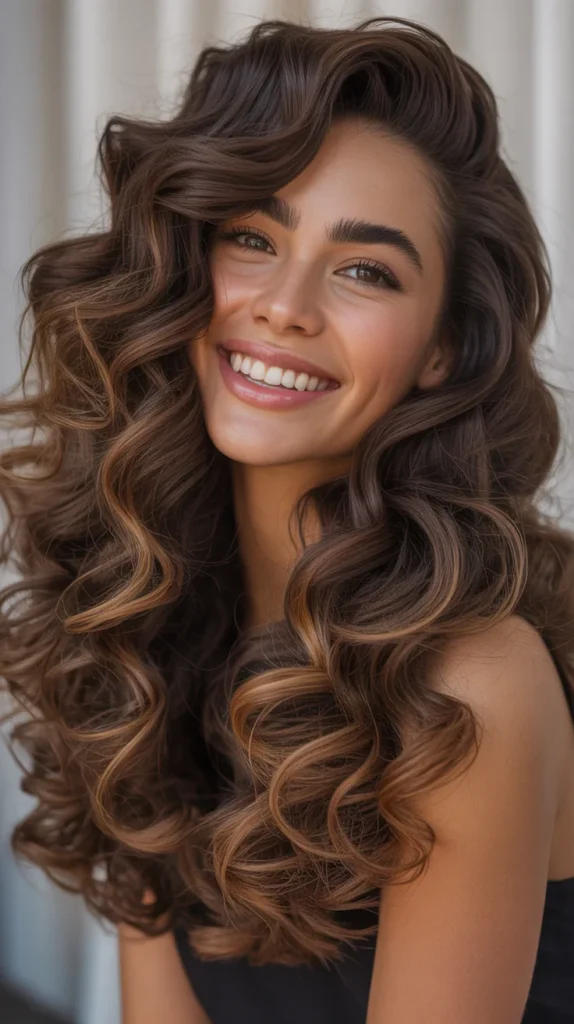 Textured Long Hair with a Center Part and Highlights