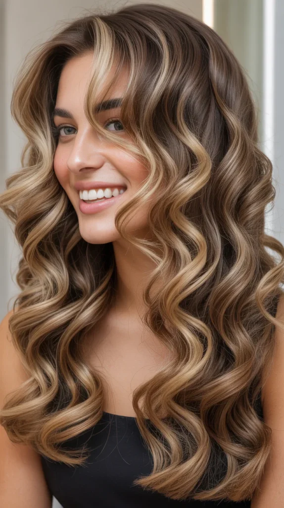 Long Hair with Soft Curls and Highlights