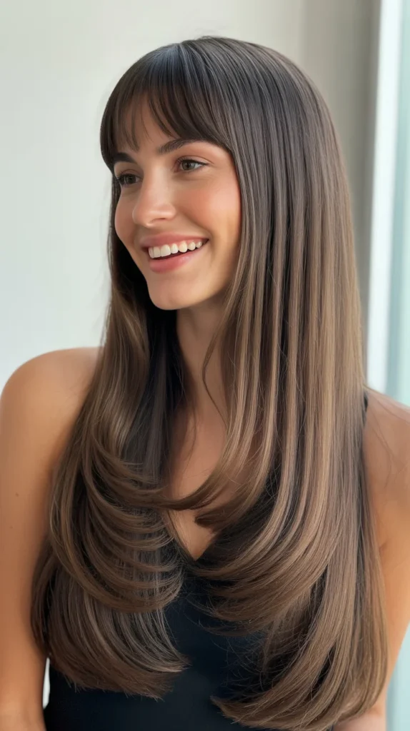 Straight Long Hair with Curtain Bangs
