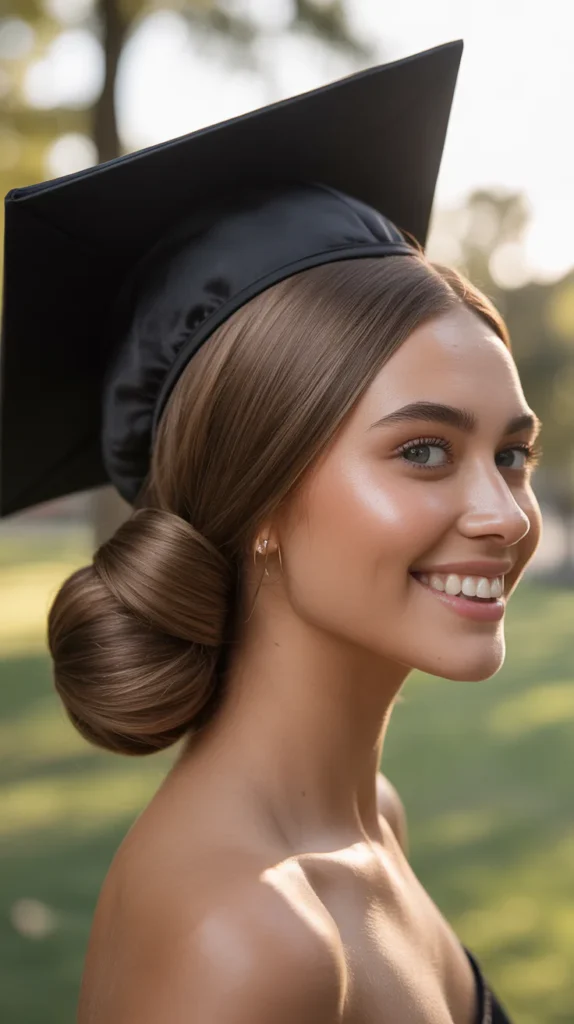 Sleek Low Bun with Side Part