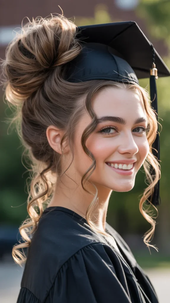  High Bun with Soft Curls