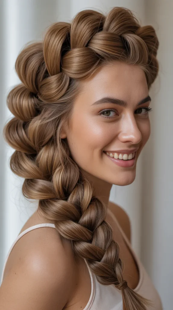  Side Swept Bubble French Braid
