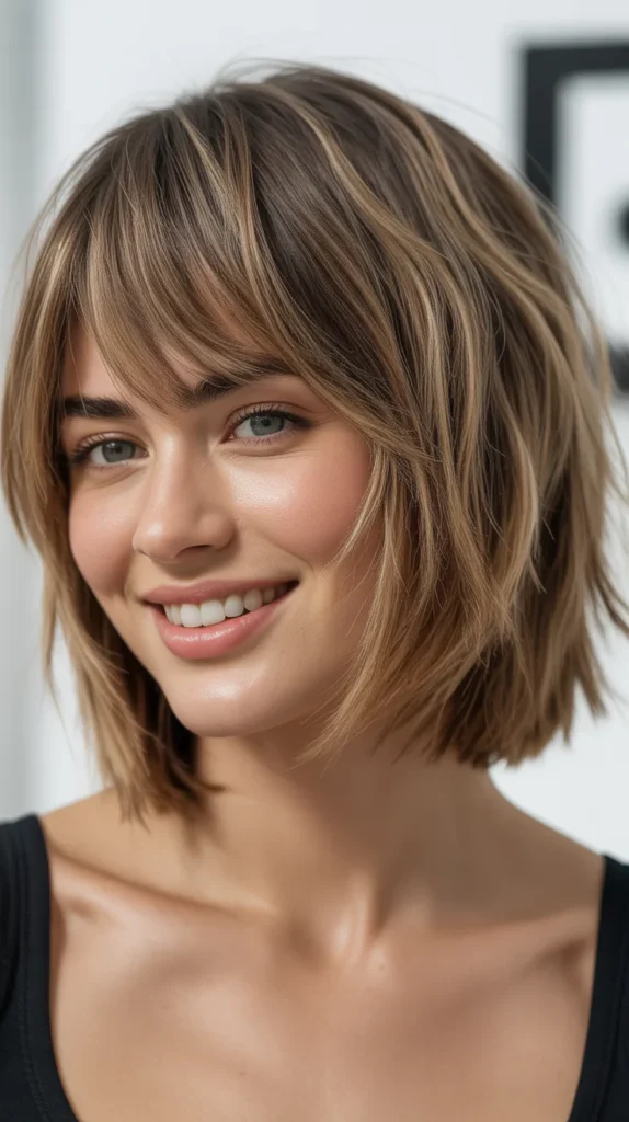 Choppy Bob with Fringed Bangs for Fine Hair