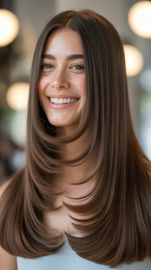 Classic Long Straight Hair with a Center Part