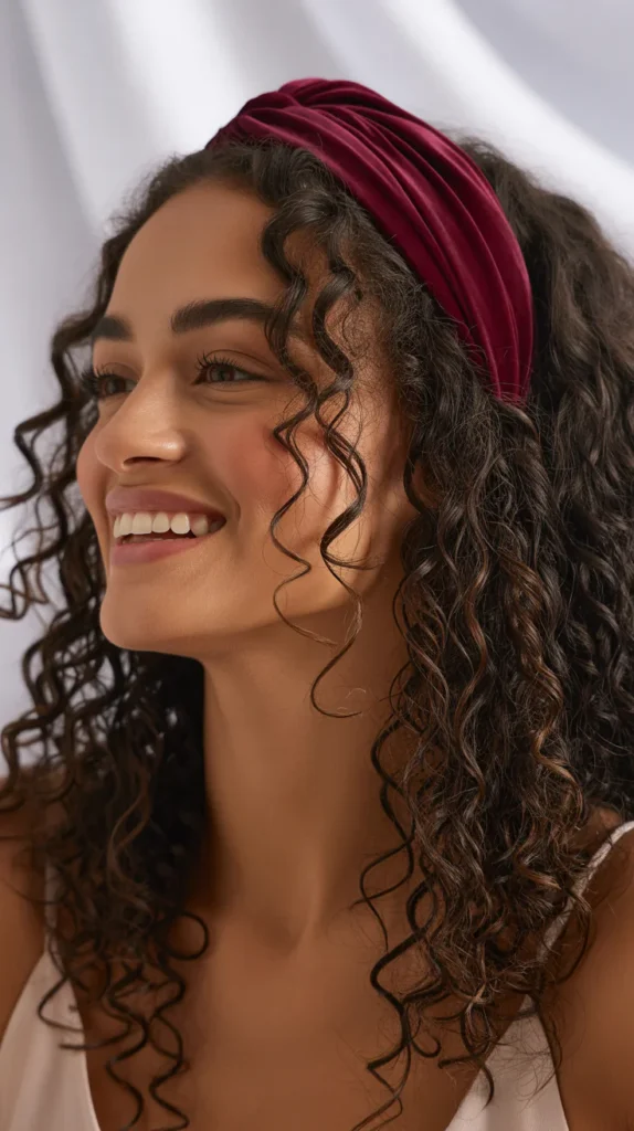  Headband with a High Ponytail and Curls