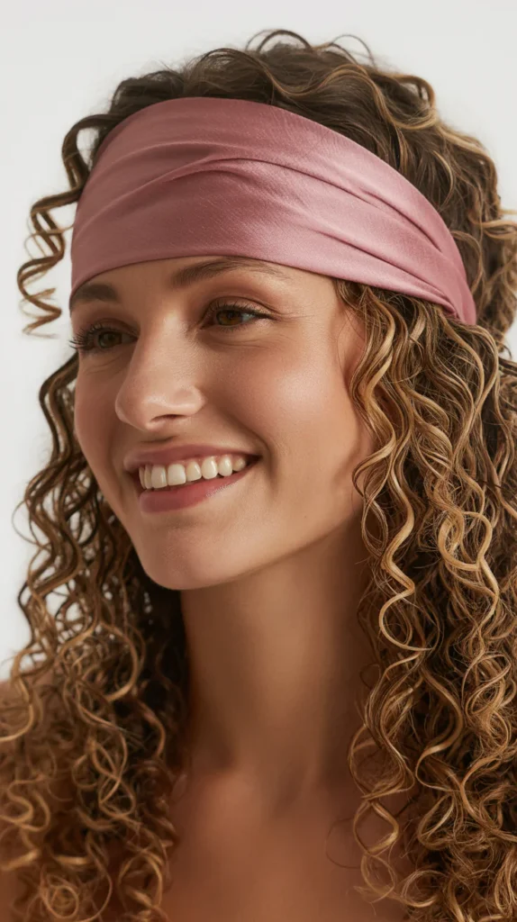  Wide Headband with Defined Curls